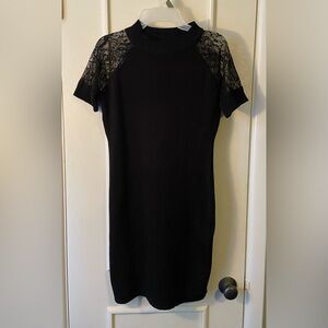 Forever 21 Black Dress with lace Short Sleeves